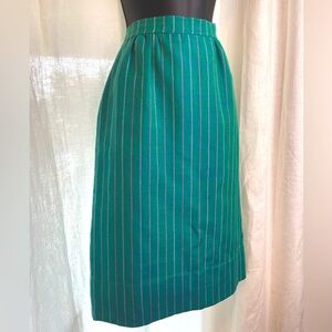 ✨ Authentic Vintage✨ Linen Stripe Lined High Waist Pencil Skirt Pleat 70s